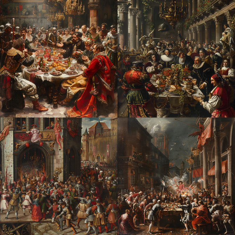 Throne's Fracture Palace Coup Moment - Dramatic Concept Art for Storytelling and Narrative Design