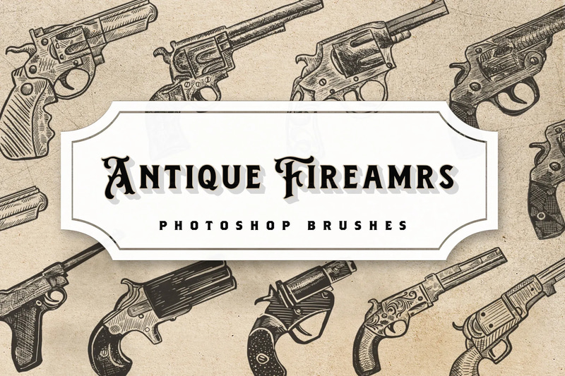 Antique Firearm Texture Brushes Photoshop - Vintage Texture Brushes for Realistic Aged Firearm Effects and Detailed Photo Editing