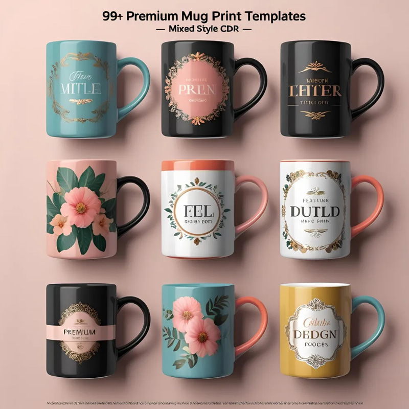 99+ Premium Mug Print Templates - Mixed Style Creative Bundle for Designers and Marketers