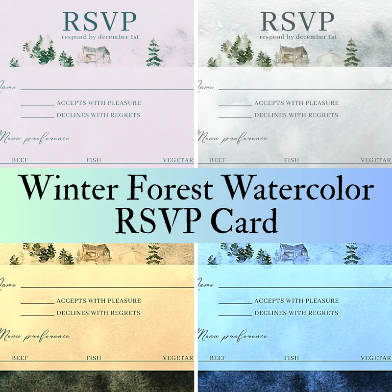 Winter Forest Watercolor RSVP Card - Elegant Business & Event Invitation Template for Professional Communication