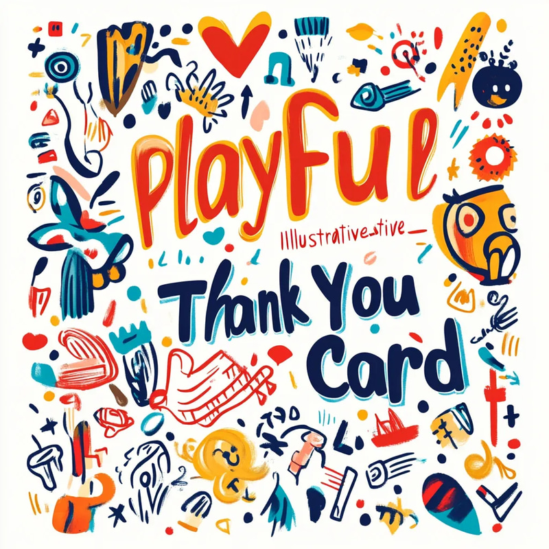 Playful Illustrative Thank You Card - Cheerful Gratitude Design for Personal and Business Appreciation