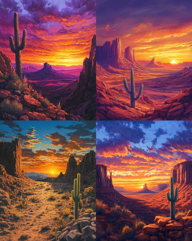 Desert Sunset Scene - Vibrant Landscape Art for Serene, Nature-Inspired Home and Office Decor