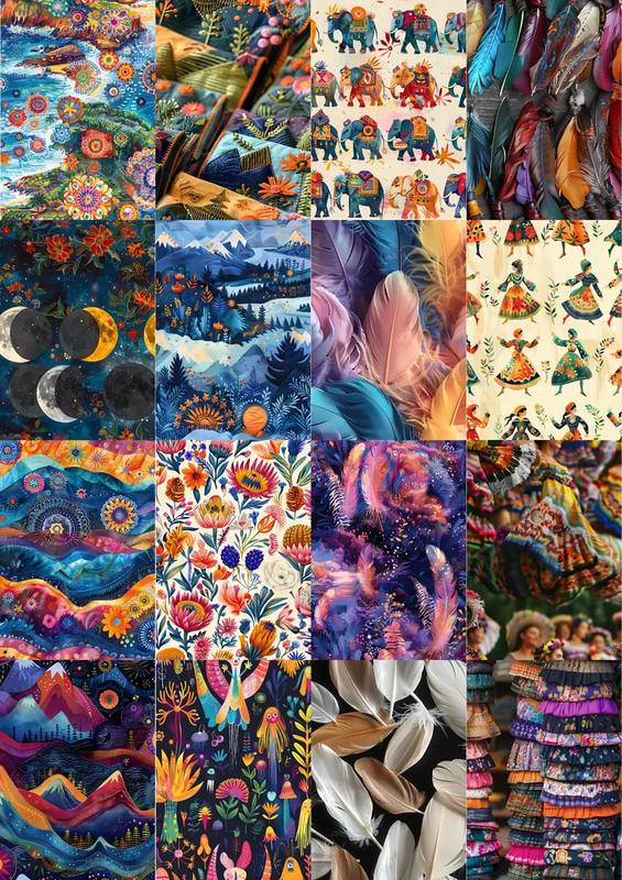 110 Gypsy Soul Boho Patterns - Vibrant Festive Textile Designs for Creative Crafts and Digital Projects