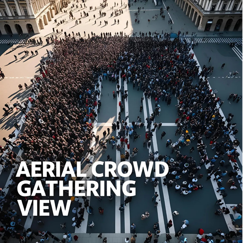 Aerial Crowd Gathering View - Cinematic Aerial Stock Video for Dynamic Visual Storytelling and Creative Projects