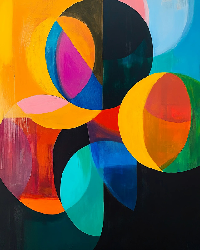 Overlapping Circular Forms Abstract Wall Art - Contemporary Geometric Design for Modern Spaces and Creative Interiors