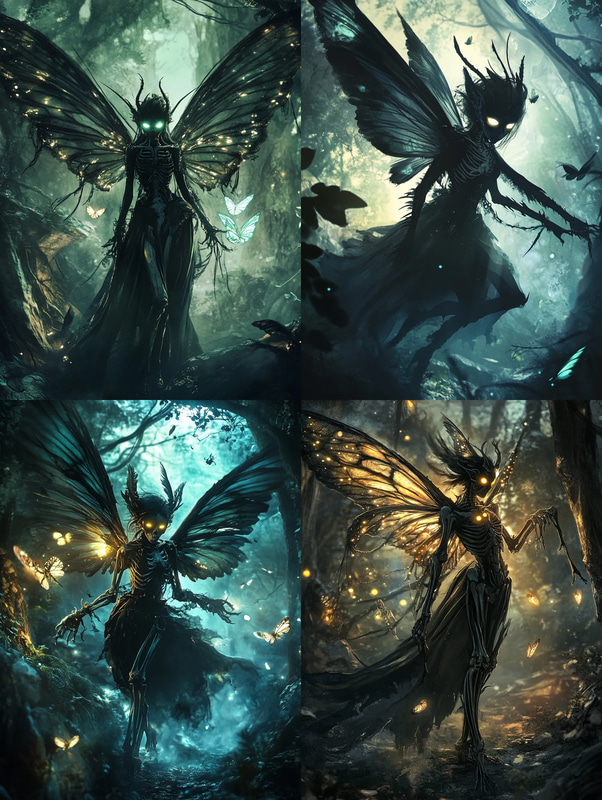 Dark Skeletal Fairy - Cinematic Digital Dark Fantasy Art for Enthralling Horror & Gothic Projects