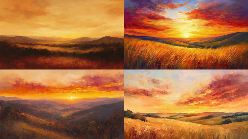 Country Sunrise Oil - Classic Oil Painting Art for Warm Rustic Home Decor and Collectors