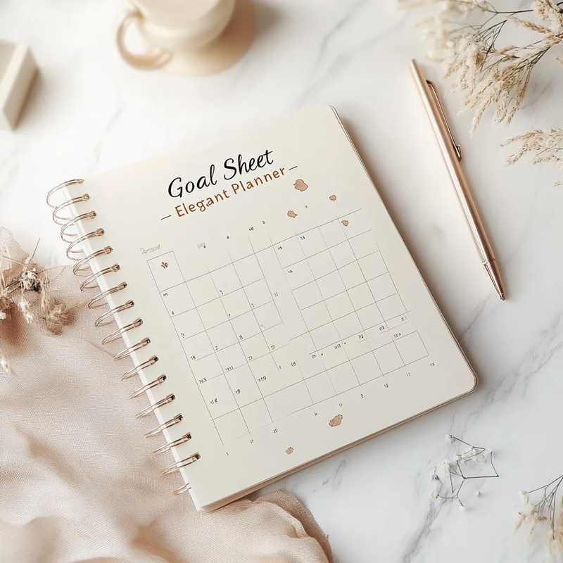Goal Sheet Elegant Monthly Planner - Streamlined Productivity Planner for Personal and Professional Success