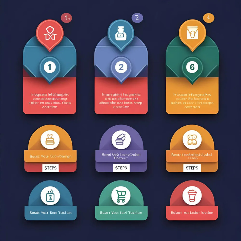 Infographic Label Design - 6-Step Icon-Based Layout - Clean Iconic Infographic Template for Business and Educational Presentations