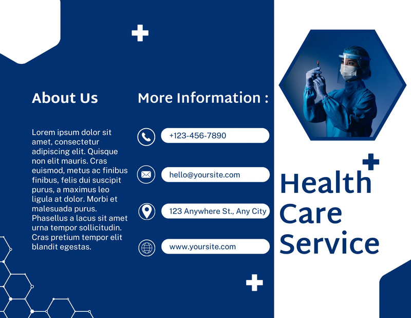 Healthcare Services Brochure - Dark Blue & White - Professional Health & Wellness Template for Commercial Branding and Client Outreach