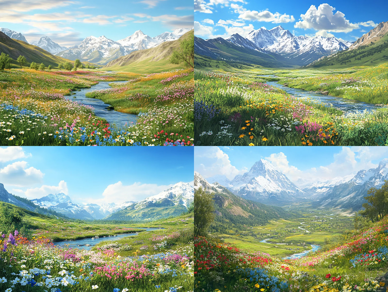 Flowerrift Spring Valley Wander - Realistic Digital Landscape Art for Immersive Environmental Design and Creative Projects