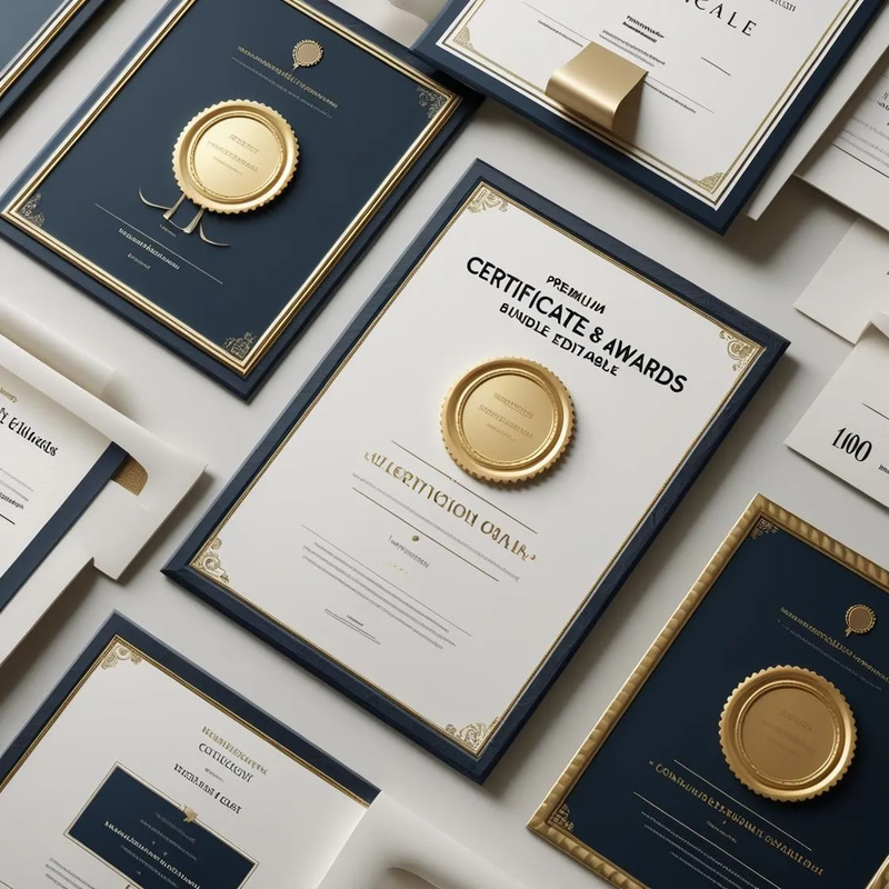 100+ Premium Certificates & Awards Bundle - Editable - Professional Virtual Certificate Templates for Business and Education