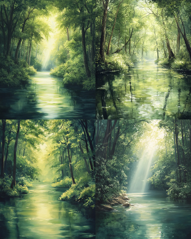 Winding River Painting - Serene Landscape Artwork for Art Lovers and Home Decor Enthusiasts