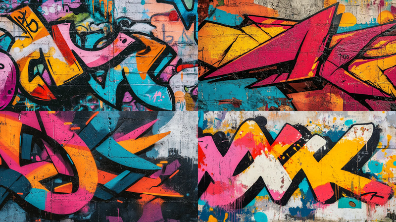 Sharp Geometric Throw-Up - Dynamic Urban Graffiti Art for Street Culture and Creative Spaces