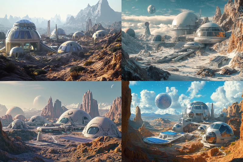 Space Colony Wall Art - Luxe Atmospheric Wall Decor for Modern Spaces and Creative Interiors