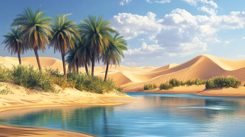 Peaceful Desert Scene - Serene Landscape Art for Tranquil Home and Office Decor