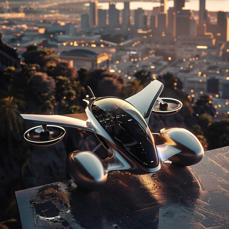 AeroLuxe VTOL Commuter Concept - Visionary Vehicle & Prop Concept Art for Futuristic Urban Mobility