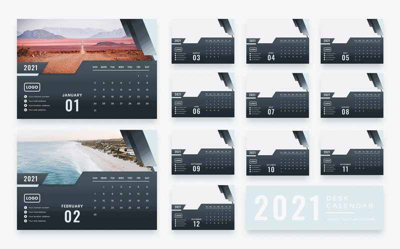 2025 Desk Calendar Template - Clean & Functional Layout for Streamlined Organization and Professional Planning