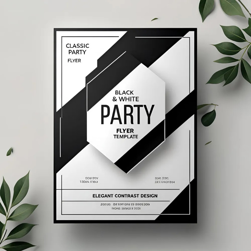 Black and White Party Flyer Template - Elegant Contrast Design - Multipurpose Promo Kit for Stylish Marketing Campaigns