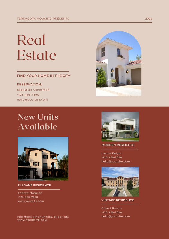 Property Poster Beige Red Minimalist - Clean Real Estate Listing Template for Marketing Pros and Agencies 2025-2026