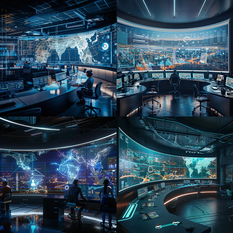 UrbanCore City Management Command Hub - Futuristic Technology & Interface Concept Art for Designers and Creatives