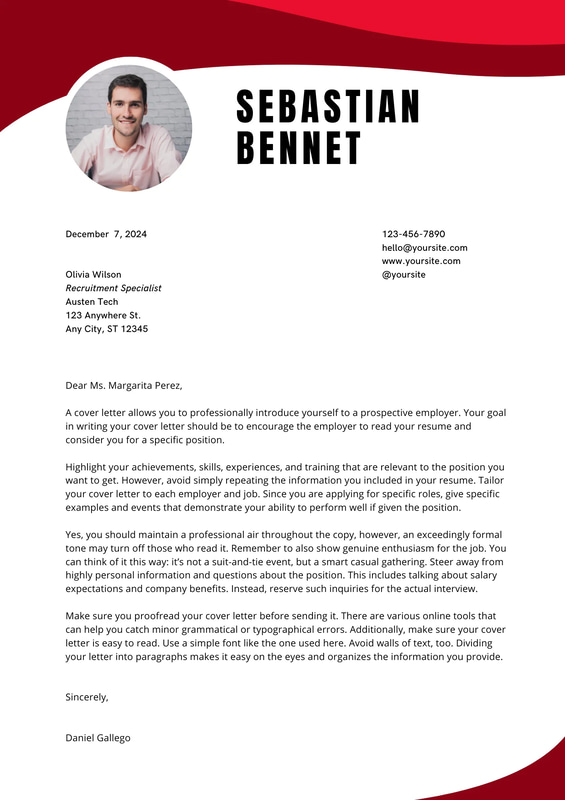 Red Geometric Minimalist Cover Letter - Sleek Business Template for Professional Portfolio & Job Applications