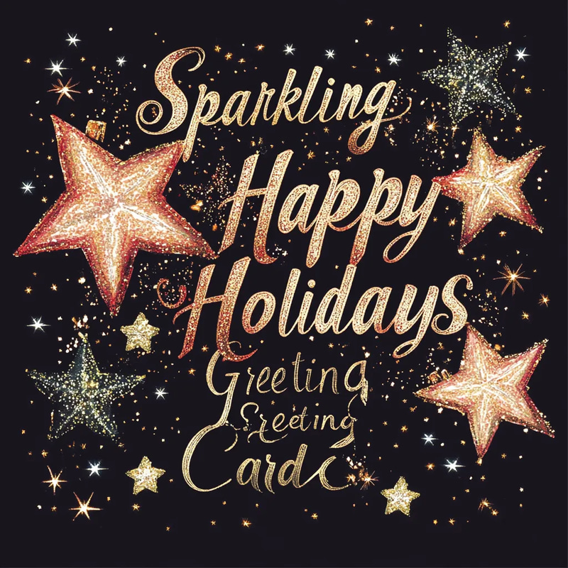 Sparkling Happy Holidays Greeting Card - Festive Christmas & Holiday Card for Warm Seasonal Greetings