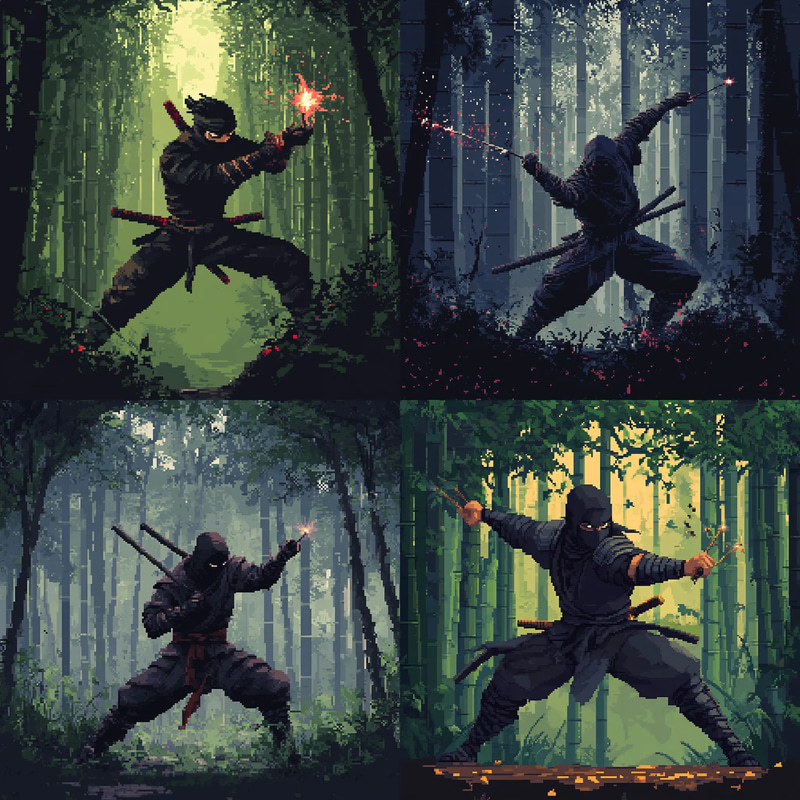 Stealthy Ninja Pixel Character - Retro Pixel Art Sprite for Game Developers and Digital Creators