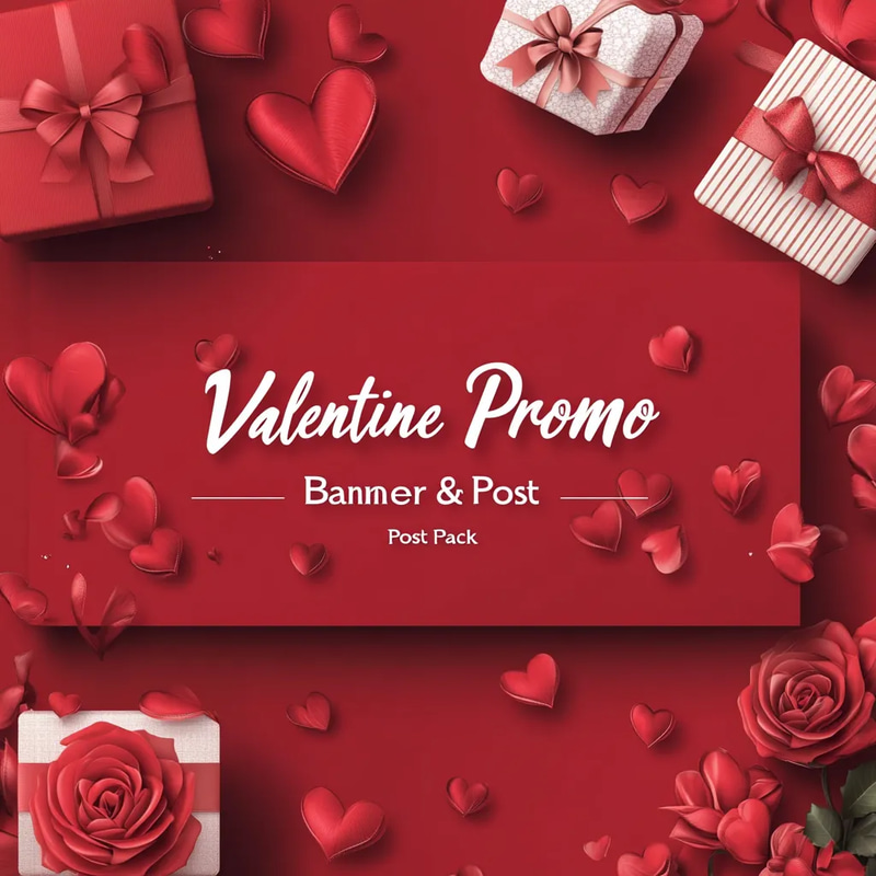 Valentine Promo Banner & Post Pack - Elegant Social Media Graphics for Engaging Campaigns and Brand Connection