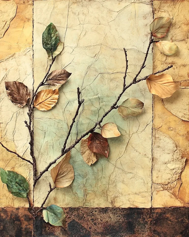 Wall Collage Featuring a Blend of Patterns and Textures - Contemporary Multimedia Art for Stylish Wall Decor and Creative Spaces