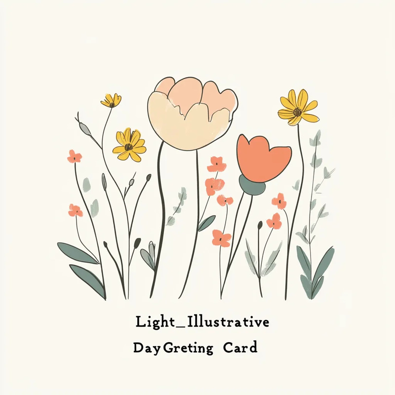 Light Illustrative Mother's Day Greeting Card - Delicate Hand-Drawn Design for Heartfelt Celebrations and Personal Touches