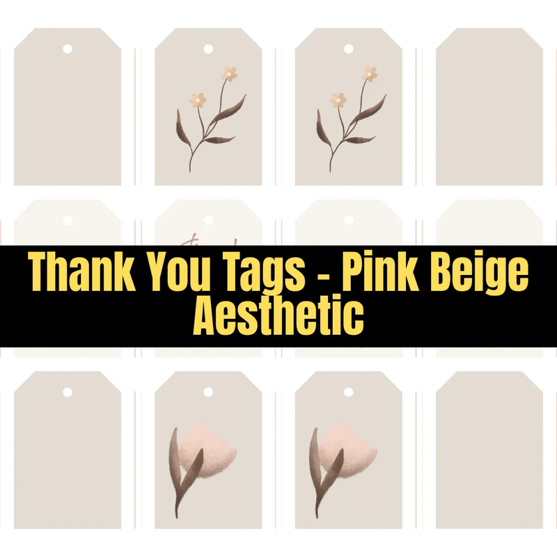 Thank You Tags Pink Beige Aesthetic - Elegant Storage & Gift Label Templates for Professional Packaging