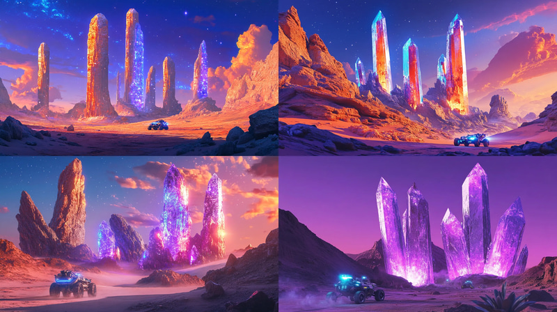 Silica Spires Extraterrestrial Badlands - Sci-Fi Digital Environment Art for Immersive Creative Worlds