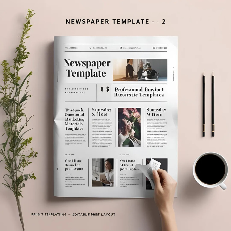 Newspaper Template Editable Print Layout - Clean, Professional Marketing Asset for Print Ads and Campaigns