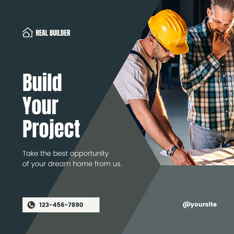 BuildPro Construction IG Post Template - Professional Branding Social Media Design for Construction Businesses