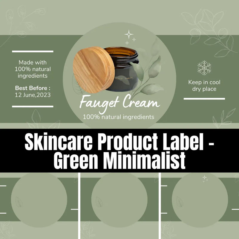 Skincare Product Label Green Minimalist - Clean & Modern Packaging Design for Professional Beauty Brands