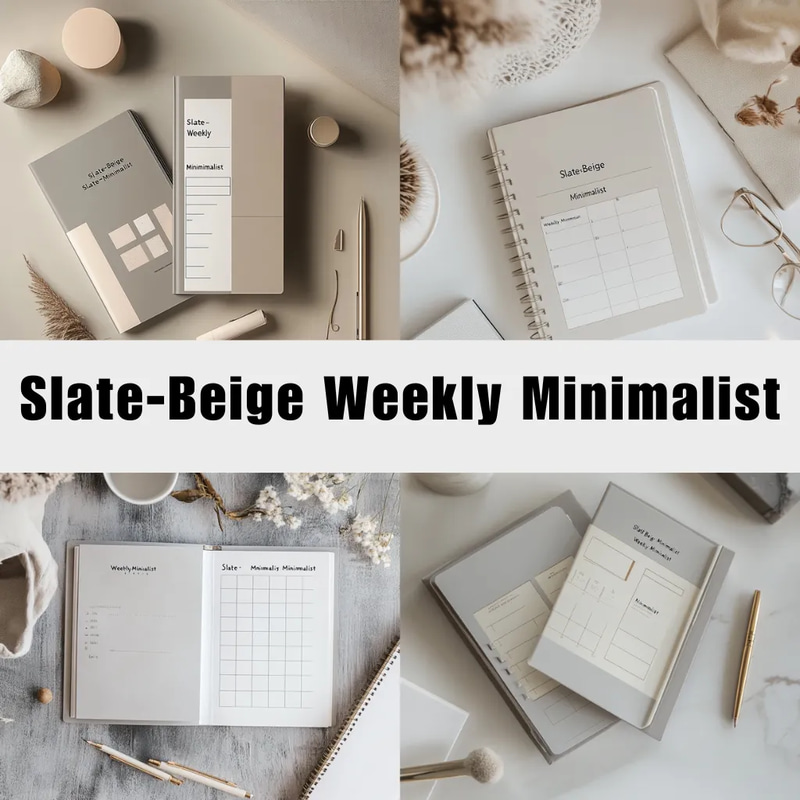 Slate-Beige Weekly Minimalist - Elegant Weekly Planner for Organized and Focused Productivity