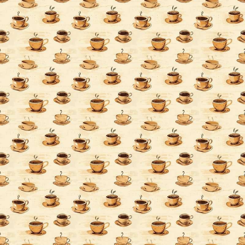Kawaii Coffee Break Patterns - Playful Anime-Inspired Repeat Designs for Creative Projects and Printables
