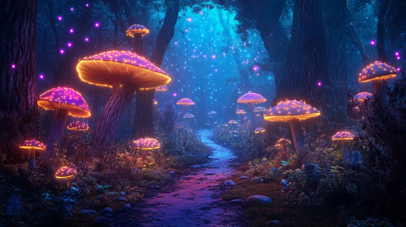 Lumengrove Bioluminescent Wildwood - Enchanting Fantasy Environment Art for Immersive Visual Projects