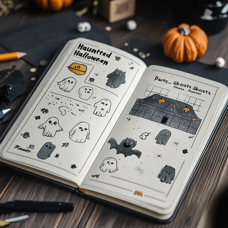 Haunted Party Ghosts Halloween Planner - Spooky Event Organizer for Seamless Party and Wedding Planning