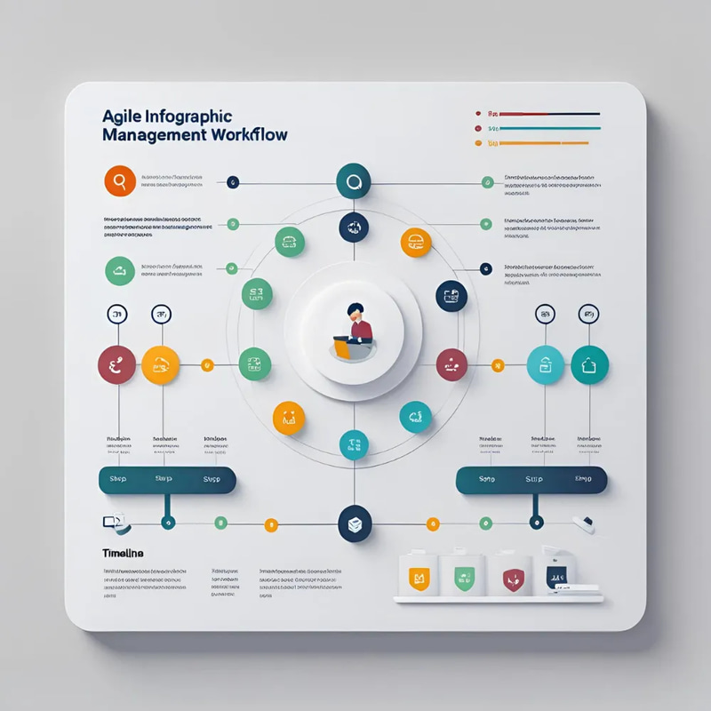 Agile Infographic Concept Template - Project Management Workflow - Editable Visuals for Agile Teams and Business Presentations