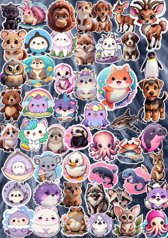 50+ Safari Friends Animal Pack - Vibrant Safari Animal Sticker Bundle for Creative Projects and Personal Use