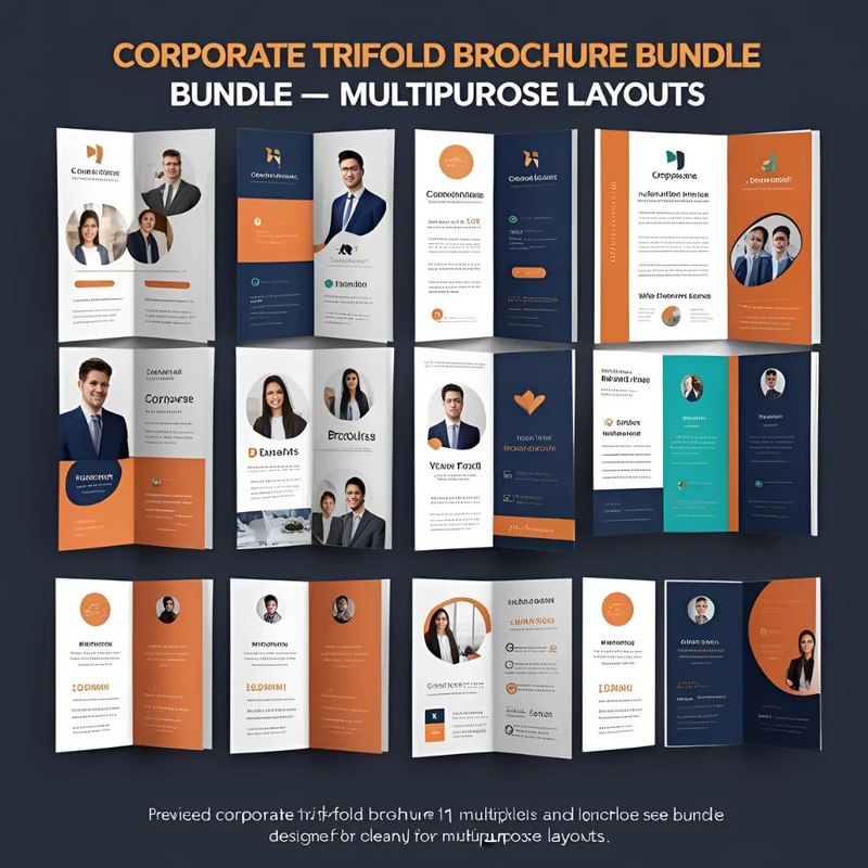 Corporate Trifold Brochure Bundle - Multipurpose Layouts for Professional Marketing & Brand Promotion