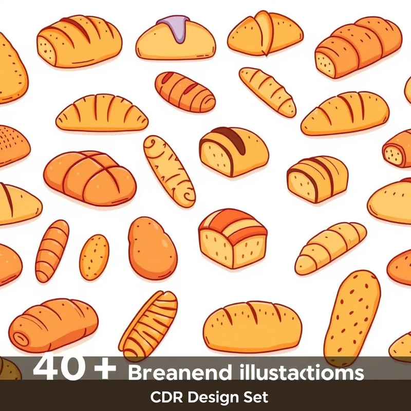 40+ Bread-Themed Vector Illustrations - CDR Design Set - Premium Bread Vector Collection for Creative Food & Beverage Projects