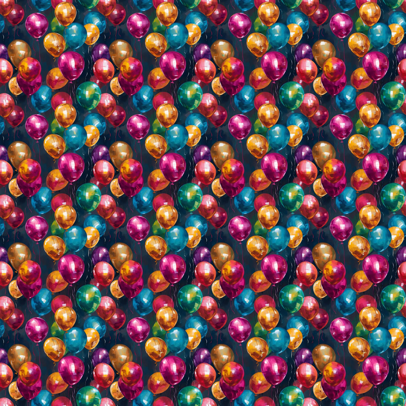 Foil Balloon Celebration Patterns - Playful Anime-Inspired Designs for Festive Decor and Creative Projects
