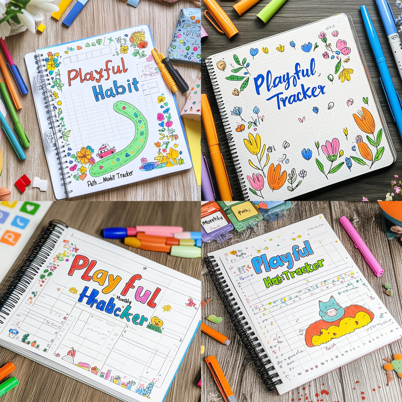 Playful Path Monthly Habit Tracker - Vibrant Self-Care & Productivity Planner for Mindful Growth