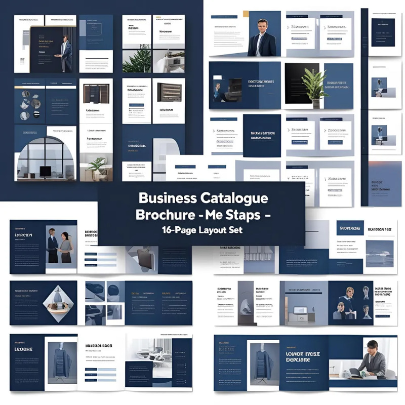 Business Catalogue Brochure - 16-Page Layout Set - Professional Marketing Flyer Templates for Commercial Branding and Campaigns