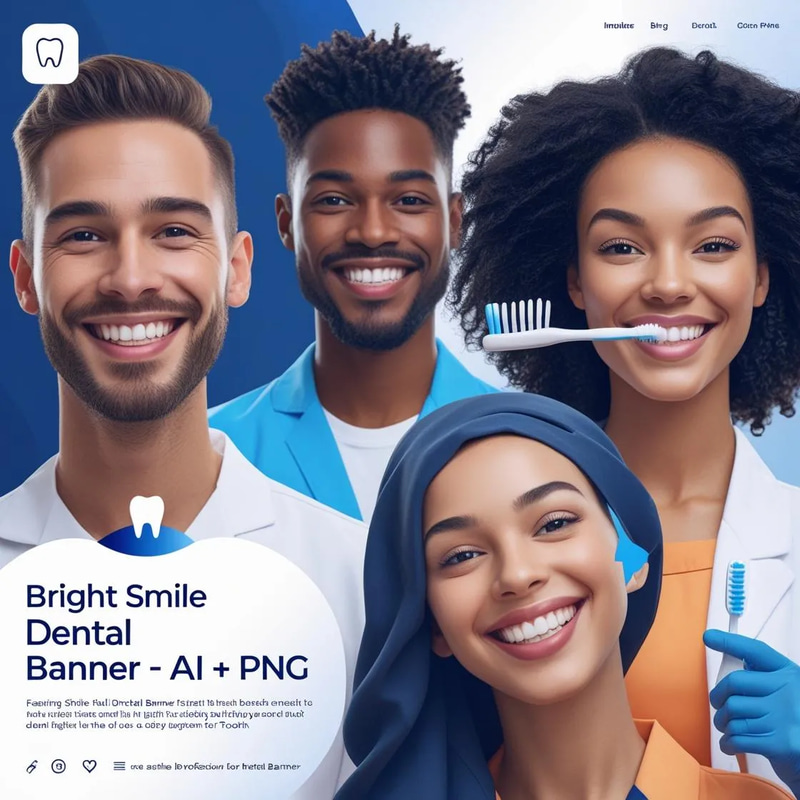 Bright Smile Dental Banner AI PNG - Vibrant Healthcare Marketing Banner for Dental Clinics and Wellness Campaigns 2025