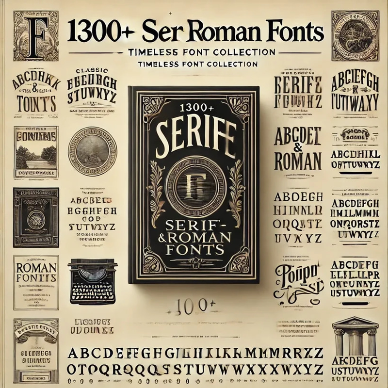 1300+ Serif & Roman Fonts - Timeless Font Collection for Elegant, Versatile Typography in Branding and Design