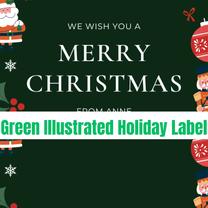Green Illustrated Holiday Label - Festive Seasonal Packaging Template for Professional Branding and Commercial Use